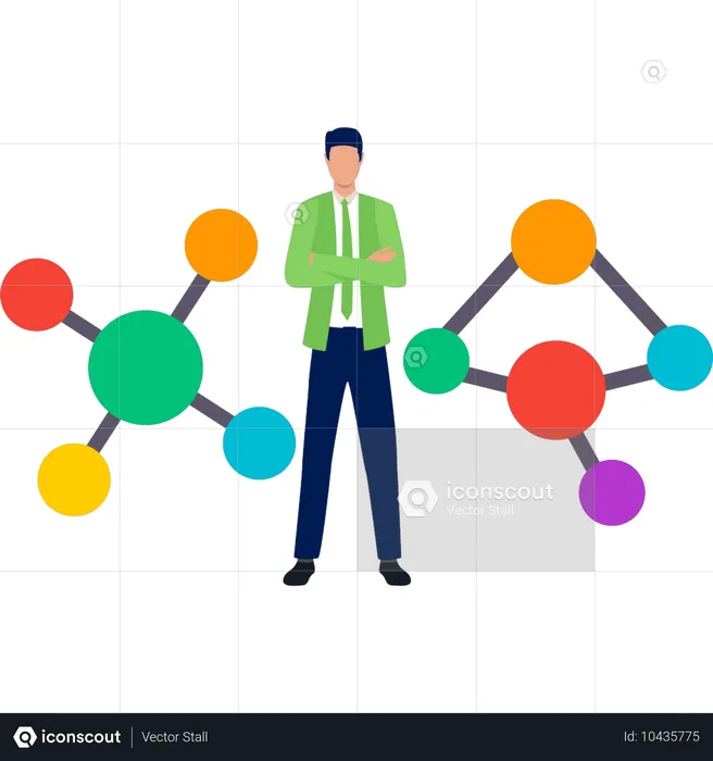 Garçon présentant la structure des molécules  Illustration