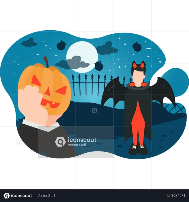 Garçon prêt pour la soirée d'Halloween  Illustration