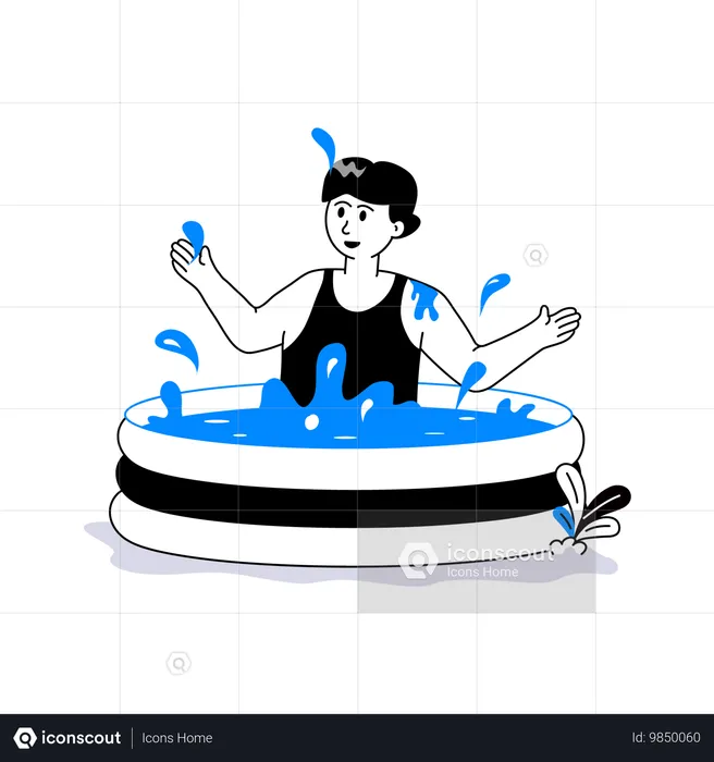 Garçon appréciant dans la piscine gonflable  Illustration