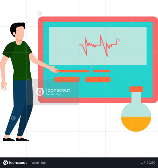 Garçon regardant un moniteur de laboratoire  Illustration