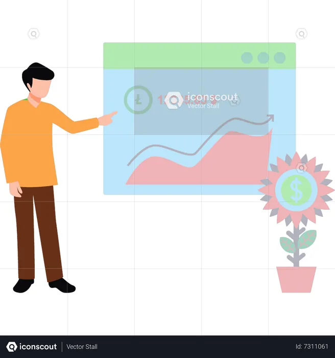 Garçon regardant les taux de change  Illustration