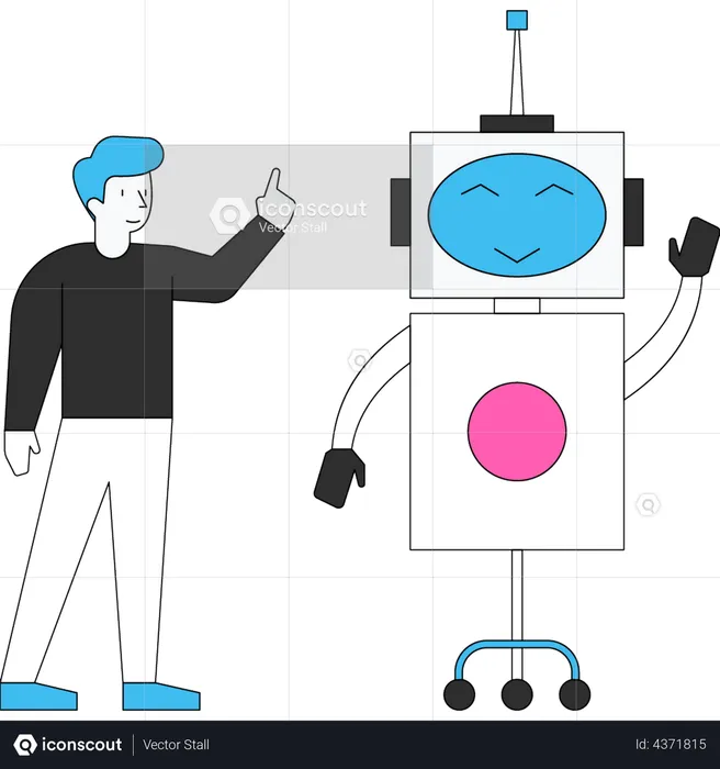 Robot enseignant pour garçon  Illustration
