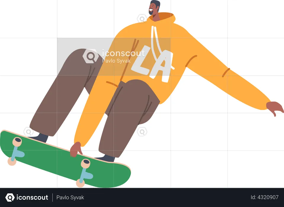 Garçon faisant du skateboard  Illustration