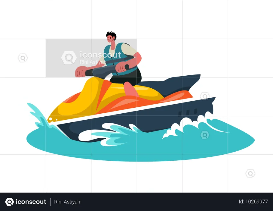 Garçon faisant du jet ski  Illustration