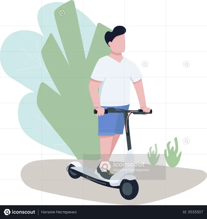 Garçon sur scooter électrique  Illustration