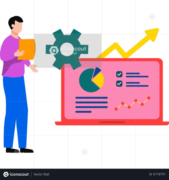 Garçon travaillant sur un graphique d'analyse  Illustration