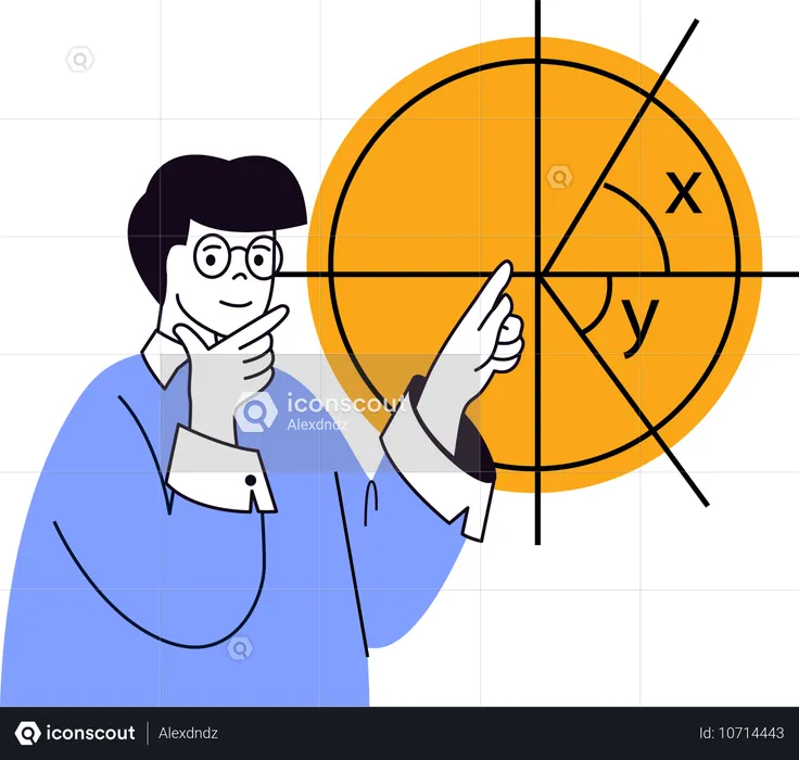 Garçon travaillant sur un diagramme géométrique  Illustration