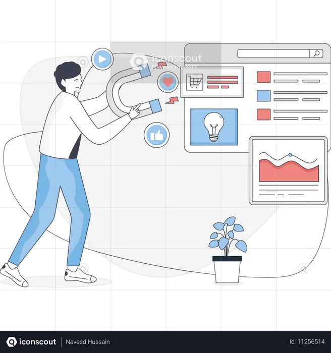 Garçon travaillant sur un graphique d'affaires  Illustration