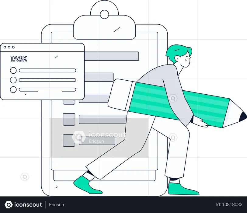 Garçon utilisant des outils d'enquête auprès des clients  Illustration