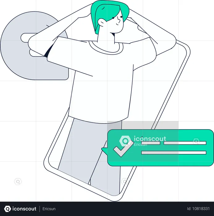 Garçon utilisant une application de réseau social  Illustration