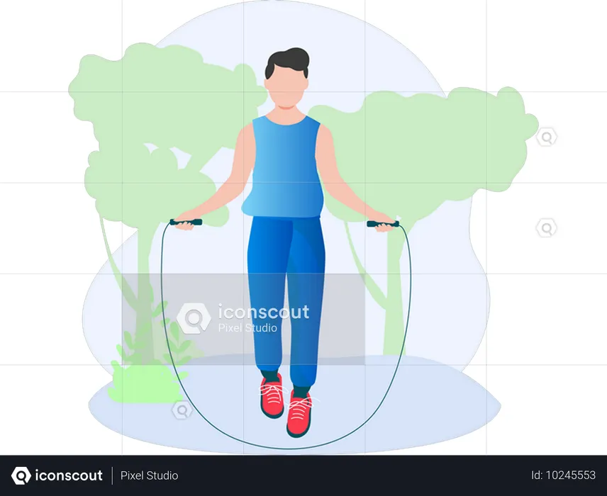 Garçon utilisant une corde à sauter  Illustration