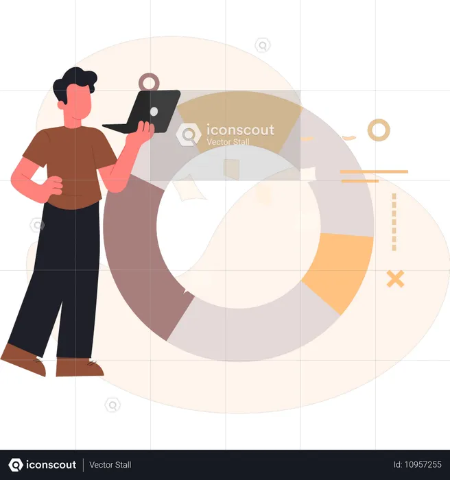 Garçon vérifiant l'analyse des données  Illustration