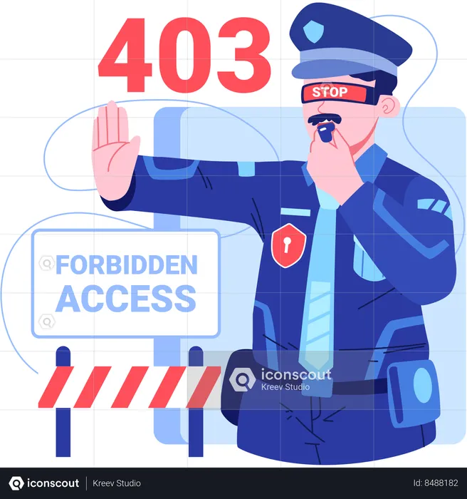 Agent de sécurité avec erreur 403  Illustration