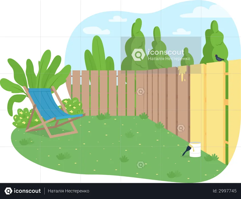 Garden fence painting  Illustration