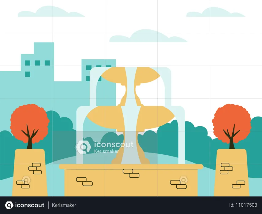 Garden fountain  Illustration