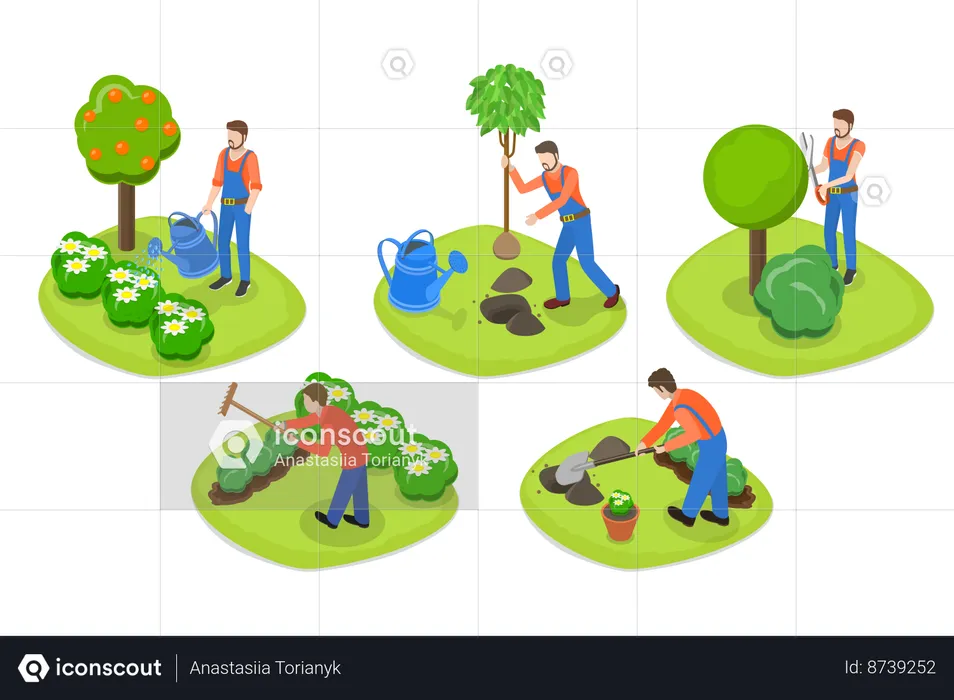 Garden Landscape Worker  Illustration