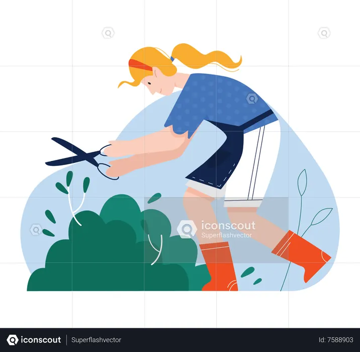 Gardener cutting bush  Illustration