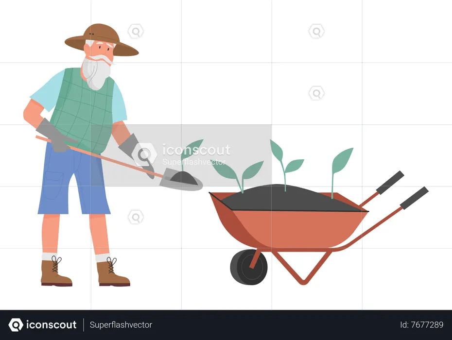 Gardener man poses17  Illustration