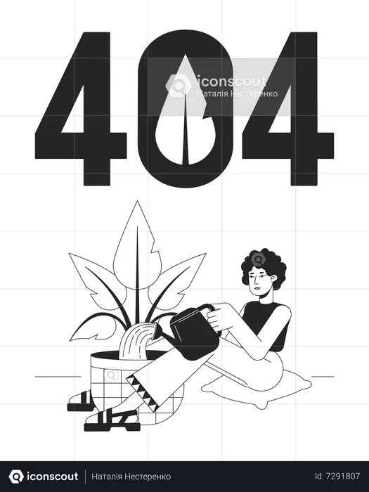 Gardening houseplant 404 flash message  Illustration