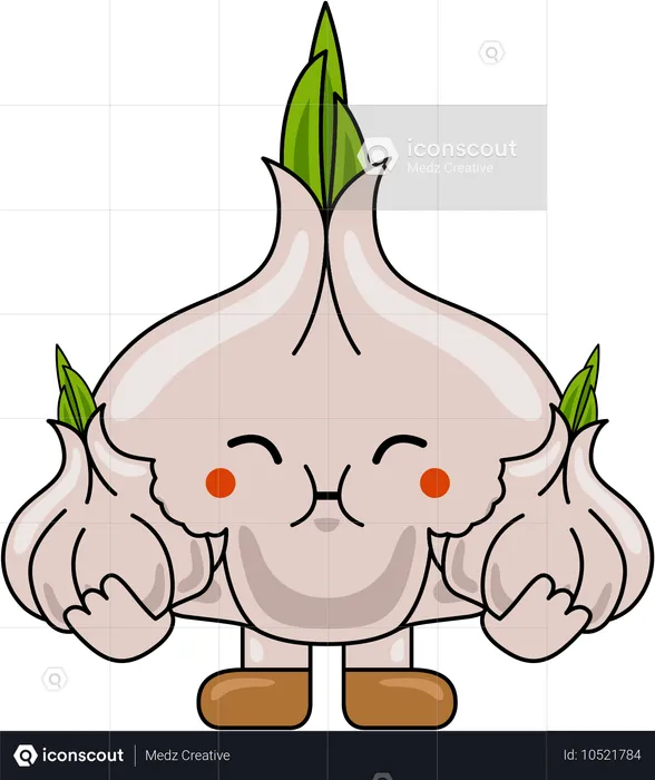 Garlic Mascot eating Garlic  Illustration