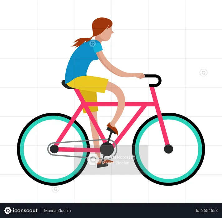 Menina andando de bicicleta  Ilustração