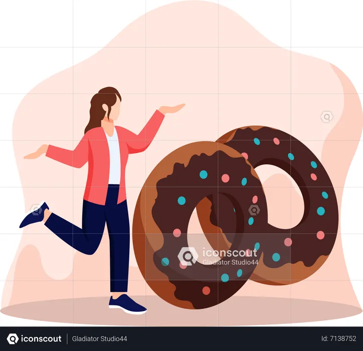Menina com donut  Ilustração