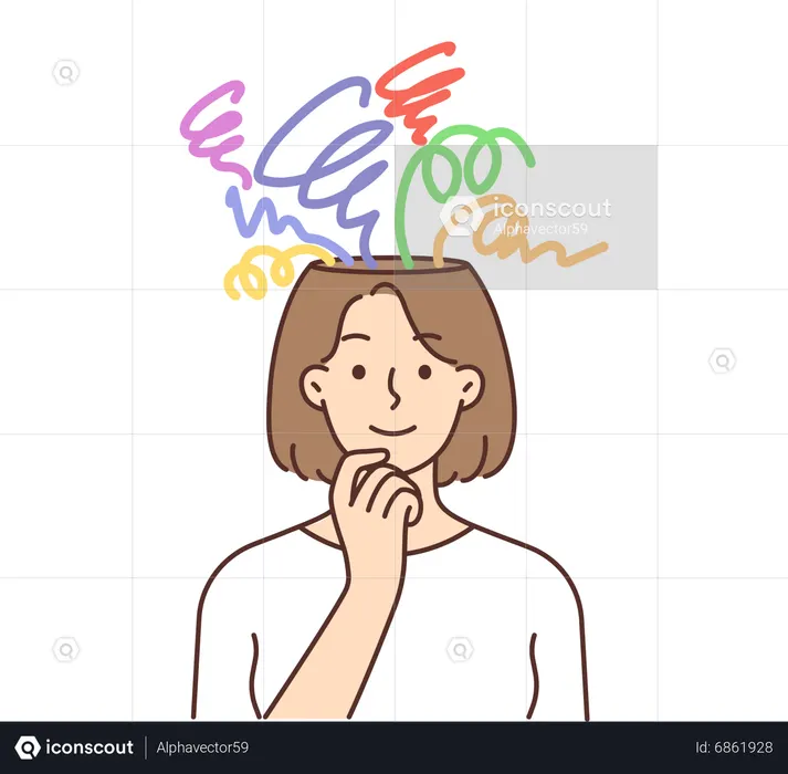 Garota com mente curiosa  Ilustração