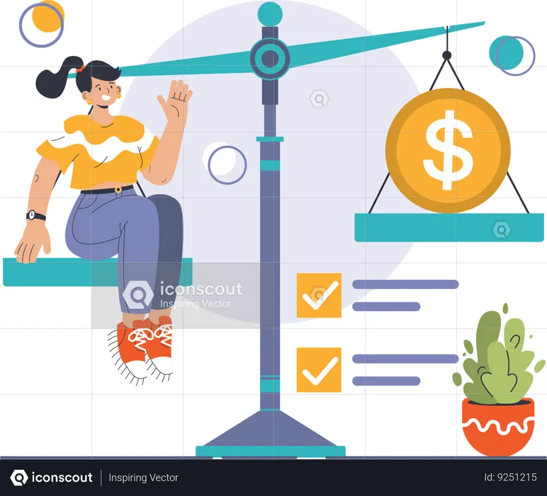 Menina com Preço e qualidade Reconhecimento da marca e definição de nicho de mercado  Ilustração