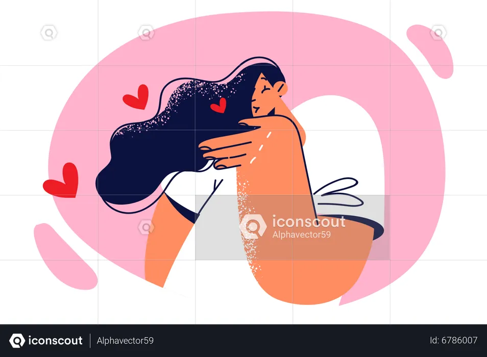 Garota dando beijo voador  Ilustração