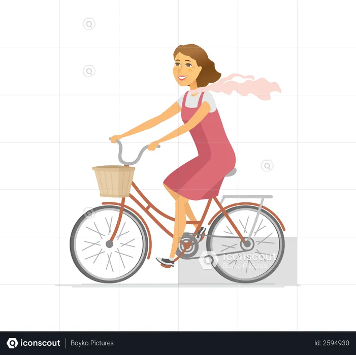 Garota de bicicleta  Ilustração