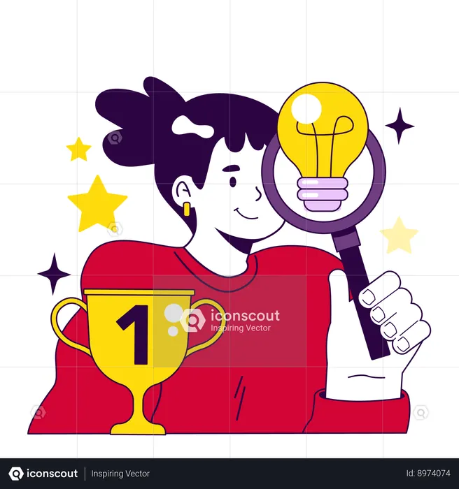 Garota encontrando ideia para alcançar o objetivo  Ilustração