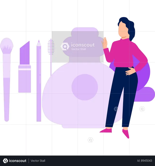 A menina está apontando para o batom  Ilustração