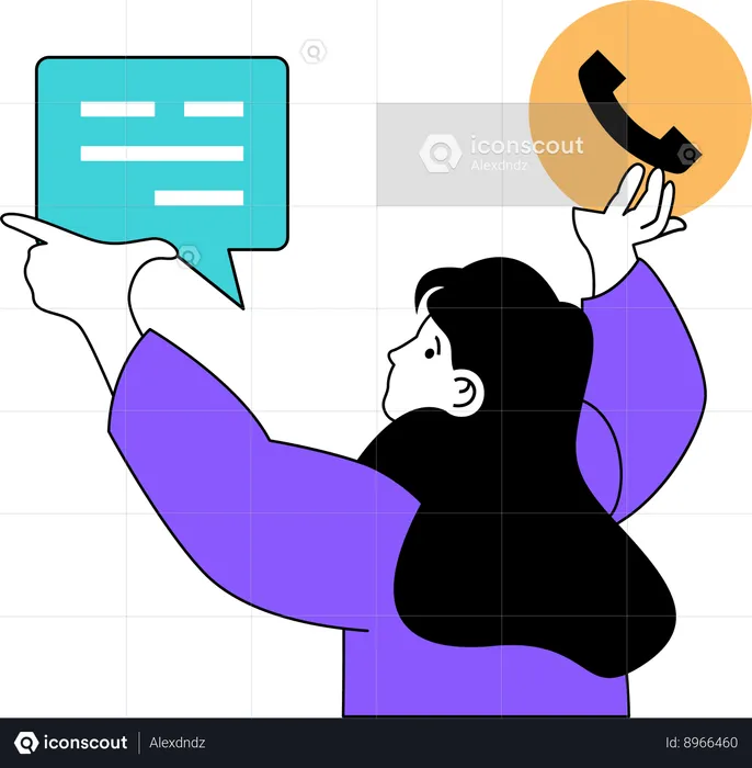 A garota está entrando em contato com o atendimento ao cliente  Ilustração