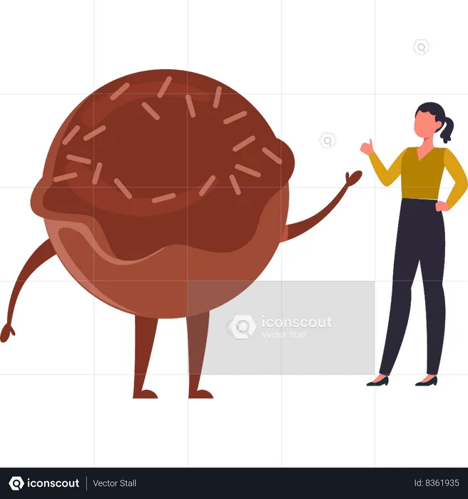 A garota está conversando com Donut  Ilustração