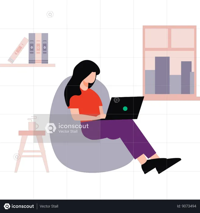 Garota está fazendo trabalho freelancer  Ilustração