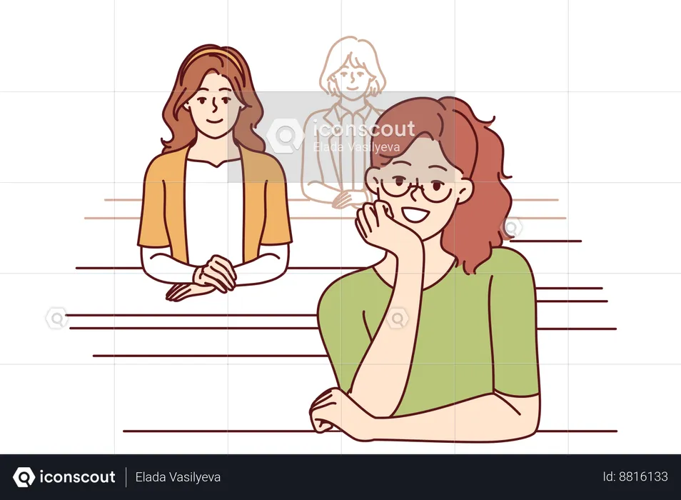 A menina está freqüentando aulas  Ilustração