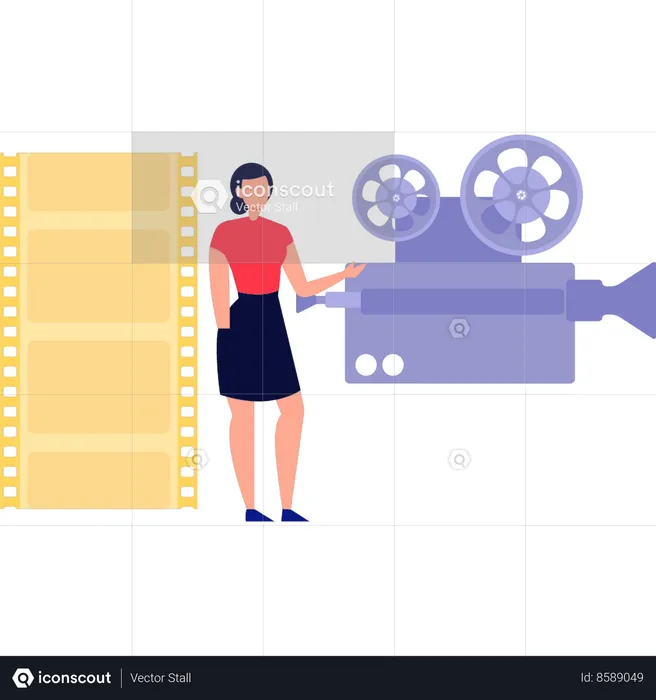 A menina está mostrando a gravação do filme  Ilustração