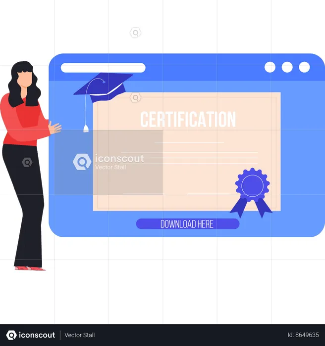 A menina está olhando o certificado  Ilustração