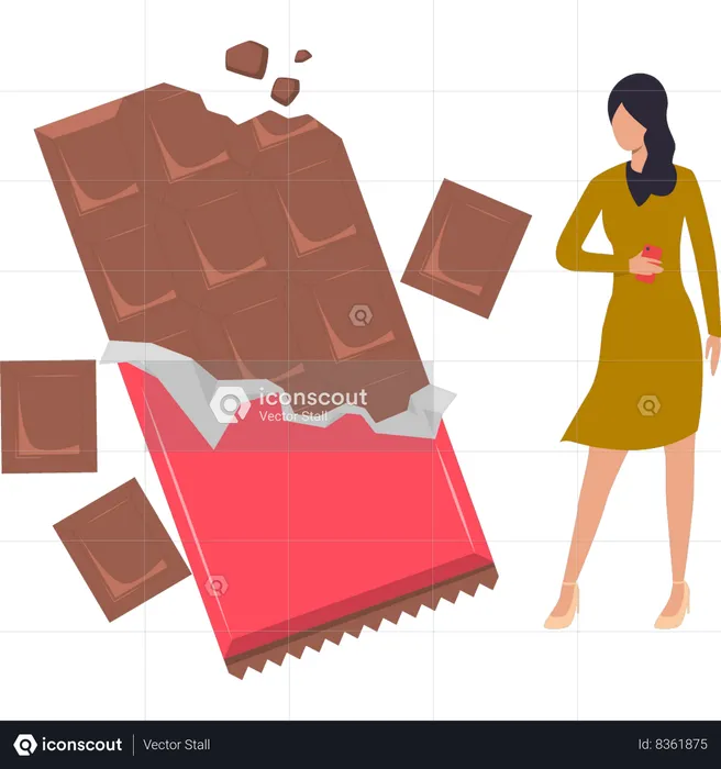 A menina está olhando para o chocolate  Ilustração