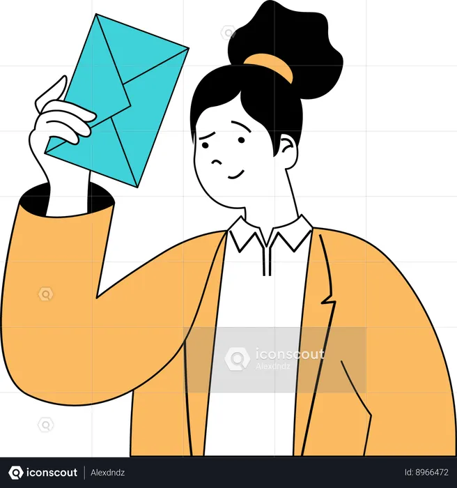 Garota está segurando e-mail  Ilustração