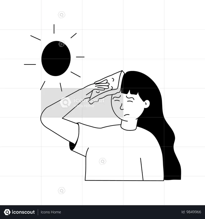 Garota tentou do calor do sol  Ilustração