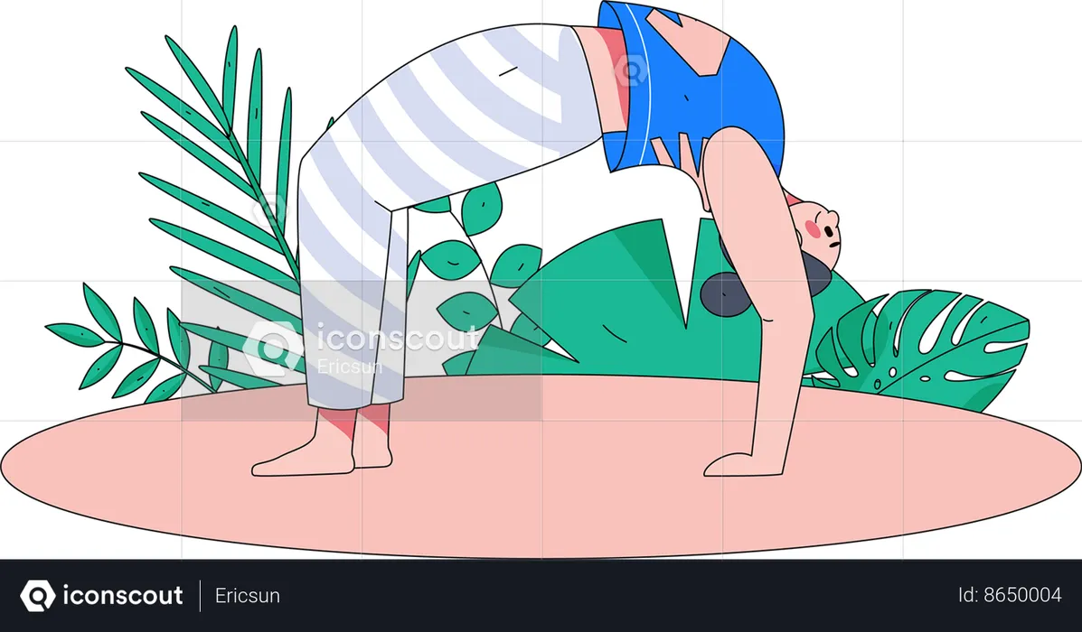 Garota fazendo Chakrasana  Ilustração