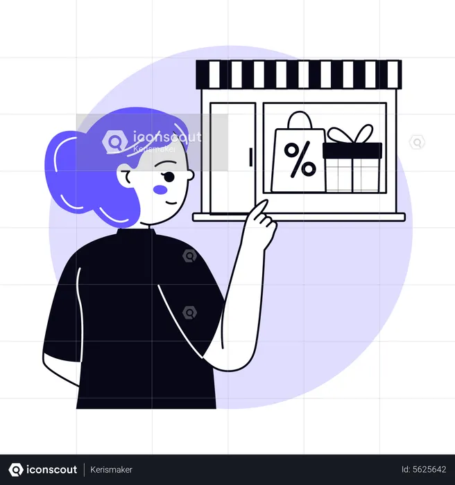 Garota fazendo compras on-line  Ilustração