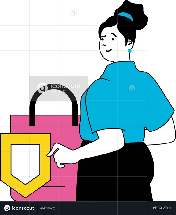 Garota fazendo compras seguras  Ilustração