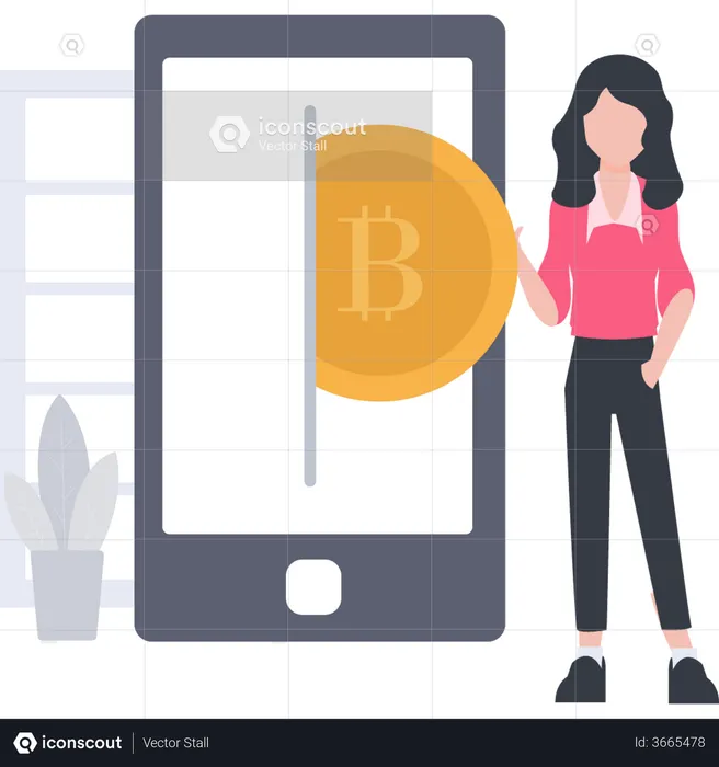 Garota fazendo conversão criptográfica  Ilustração