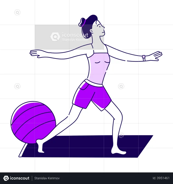 Menina fazendo exercício em casa  Ilustração