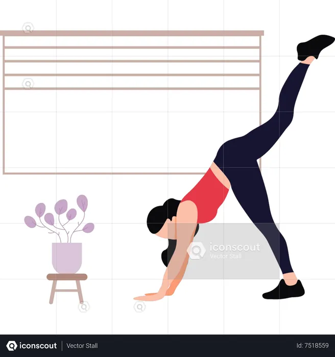 Garota fazendo exercícios para fitness  Ilustração