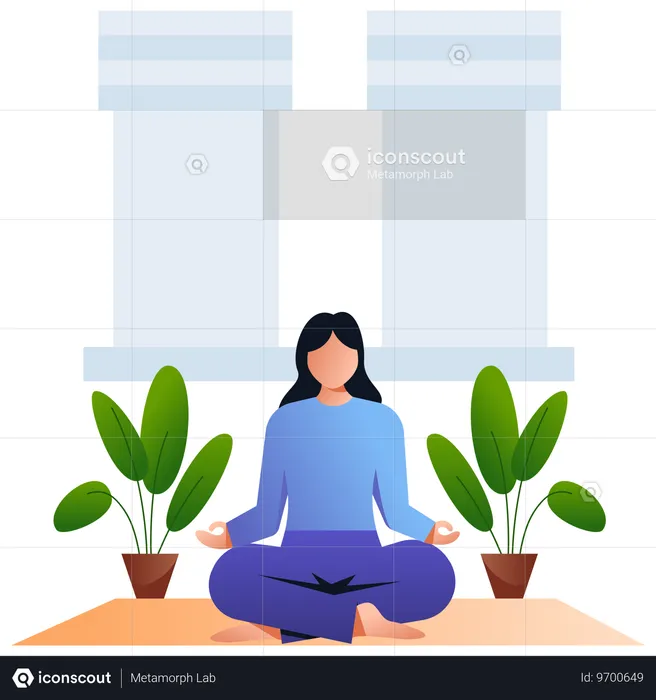 Garota fazendo meditação  Ilustração