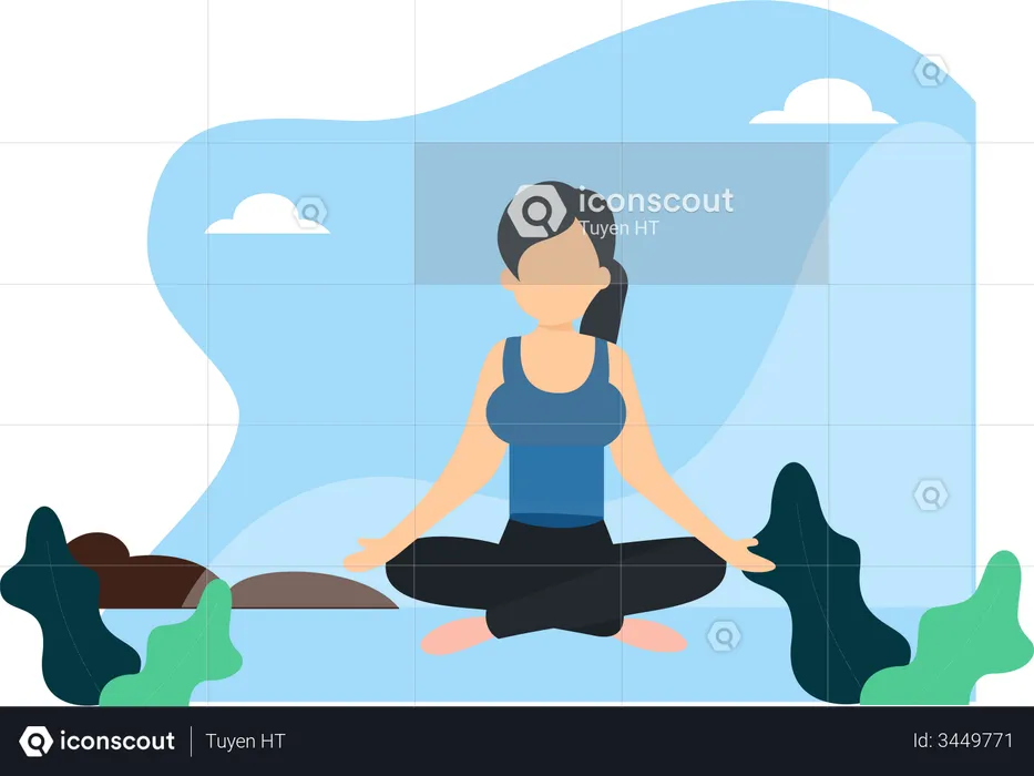 Garota fazendo meditação  Ilustração