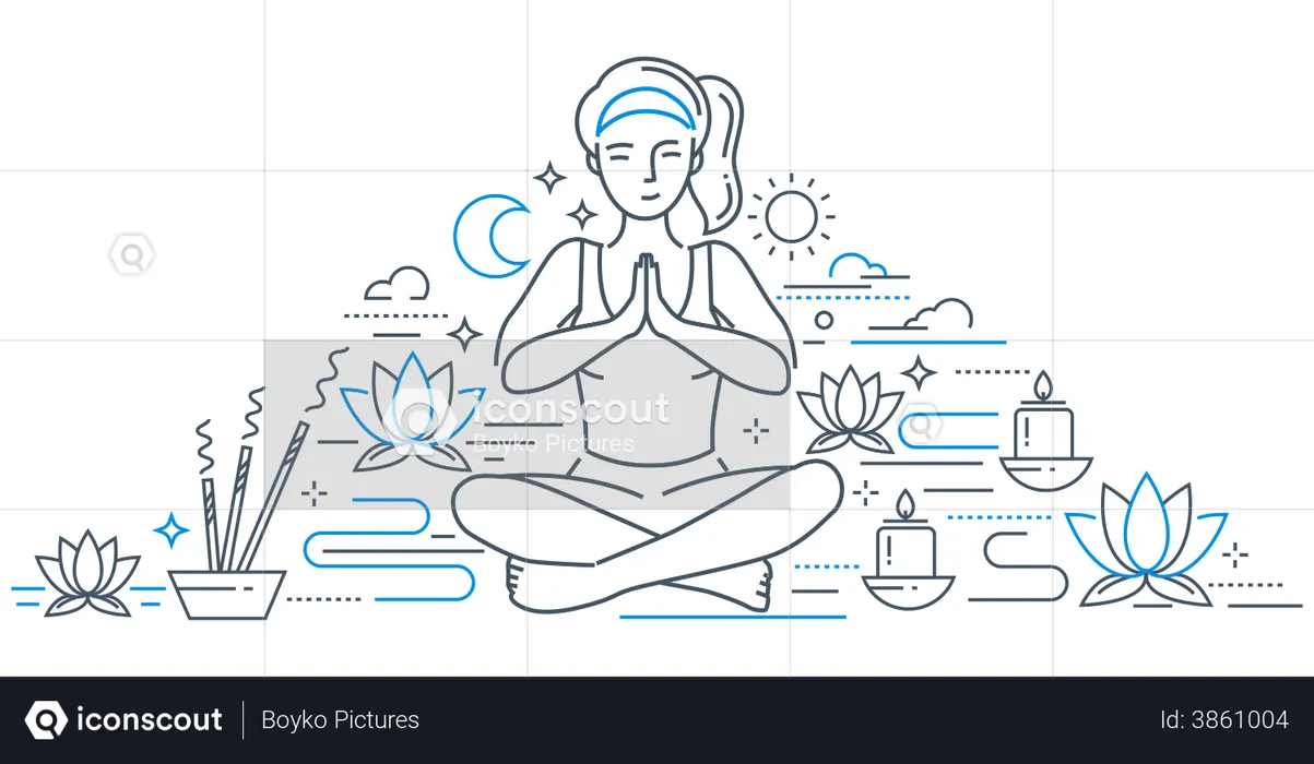 Garota fazendo meditação  Ilustração